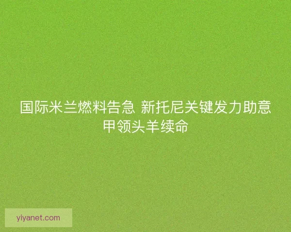 国际米兰燃料告急 新托尼关键发力助意甲领头羊续命