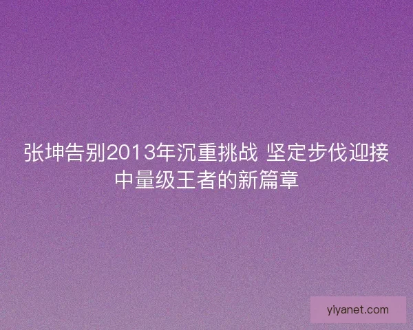 张坤告别2013年沉重挑战 坚定步伐迎接中量级王者的新篇章