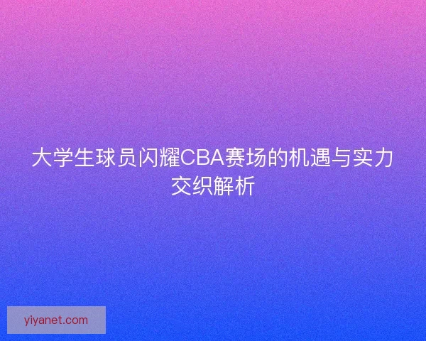 大学生球员闪耀CBA赛场的机遇与实力交织解析